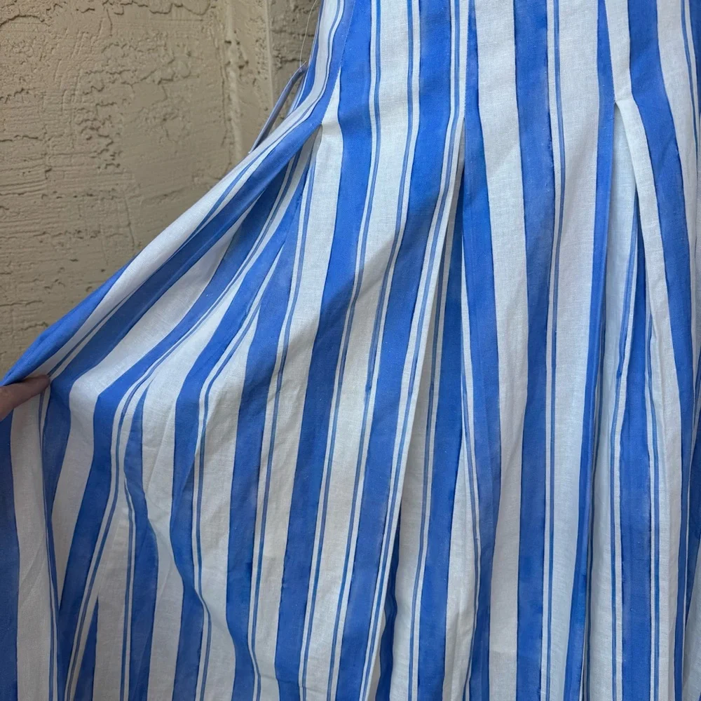 Mestiza New York Seville Midi Skirt Sz 12 Santorini Stripe Linen Blend NWT - Picture 8 of 12